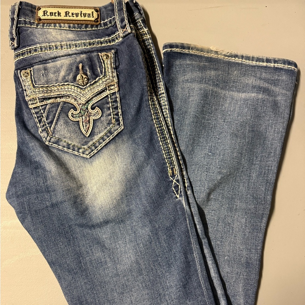 Rock Revival Denim Boot Cut Jeans with Embroidery